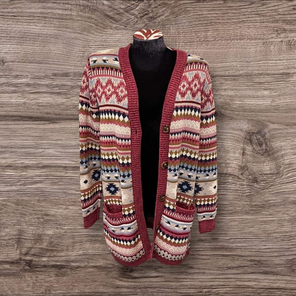 Coldwater Creek Fair Isle Sweater Cardigan Size XS